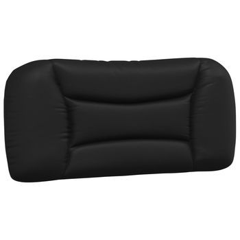Cabecero De Cama | Panel De Cabecera | Decoración De Pared Acolchado Cuero Sintético Negro 90 Cm