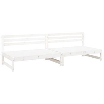 2 Uds Sofás Centrales De Jardín | Sofá De Exterior Madera De Pino Blanco 120x80 Cm