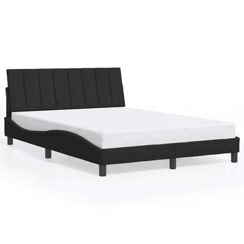 Cama Matrimonial | Cama Para Adultos | Estructura De Cama Sin Colchón Terciopelo Negro 120x200 Cm