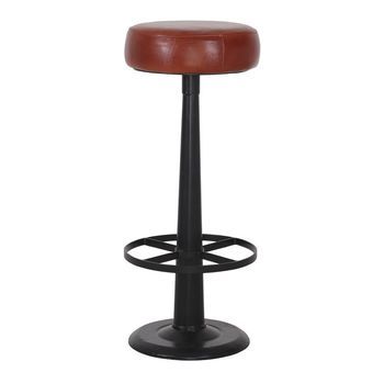 Taburete Alto De Metal Y Piel Alexis 35x82x35
