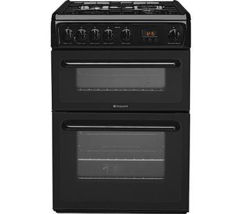 HOTPOINT HAG60K 60 cm Gas Cooker - Black, Black