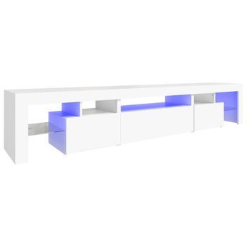 Mueble Tv | Mueble De Salón | Armario Tv Con Luces Led Blanco 215x36,5x40 Cm