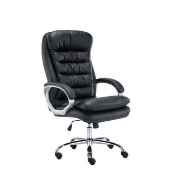 Silla De Oficina Xxl Vancouver Simil Cuero Negro 77x68x116 Cm Clp