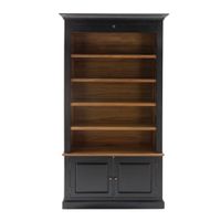 biblioteca de 2 puertas de acacia maciza negra - a240 cm