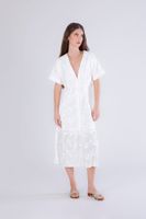 vestido de muselina de algodon bordado off white
