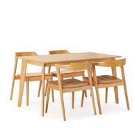 juego de mesa 140x80 cm y 4 sillas de comedor venus color roble