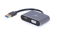 adaptador de pantalla gembird usb a hdmi  vga gris espacial