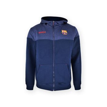 Sudadera Barça Azul Marino Con Capucha Y Cremallera - Junior