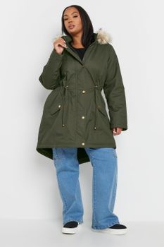 Yours Abrigo Parka Caqui Con Capucha , Mujer Curvy Y Tallas Grandes, Yours