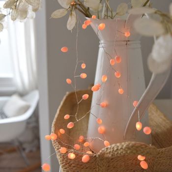 Battery Operated Teardrops Peach Light Chain