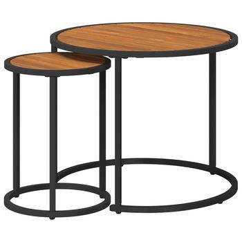Juego De Mesas De Centro 2 Pcs Natural Y Negro 55 X 55 X 45 Cm Vidaxl
