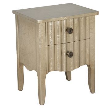 Mesa De Noche 2 Cajones Madera Champagne