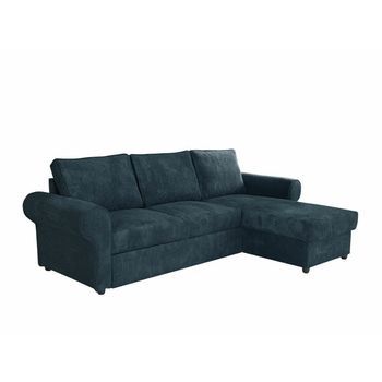 Sofá Rinconero Columbus 131, Azul, Función De Descanso, Caja De Ropa De Cama, 246x155x90cm