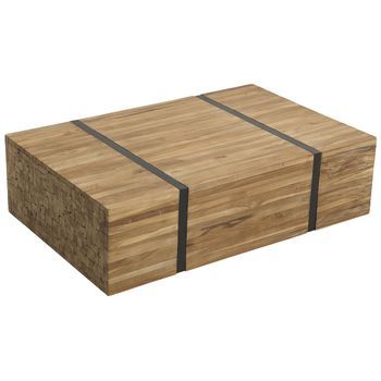 Mesa De Centro De Madera Maciza De Teca Con Ruedas Rectangular Industrial Rústica Gander