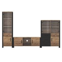 conjunto de 3 muebles de sala coleccion darwin color picea y negro