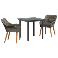conjunto de jardin de 3 uds en ratan gris cfw386706