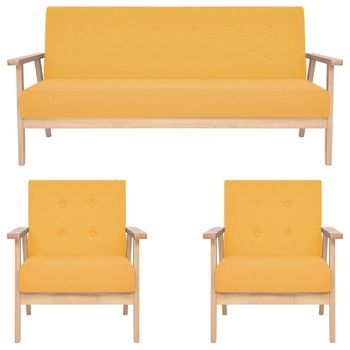 Juego De Sofás De 3 Piezas Tela Amarillo Vidaxl