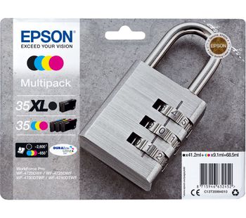 EPSON Padlock 35 Cyan, Magenta, Yellow & Black Ink Cartridges - Multipack, Cyan