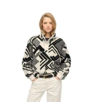 Superdry para mujer. W2012348A Sudadera Super Soft Half blanco roto (S), Casual, Poliéster