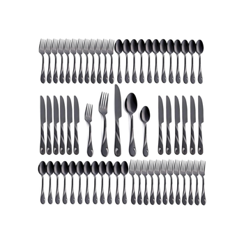 Juego De Cubiertos Acero Inoxidable 60 Piezas Manike Negro 12 Personas