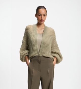 BOSS para mujer. 50566867 Cárdigan Furgovia verde (S), Casual, Ganchillo