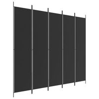 biombo separador de ambientes mampara plegable de 5 paneles 250 x 220 cm tela negra y hierro dec031015