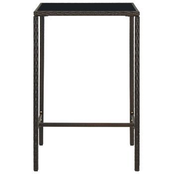 Mesa Alta De Jardín | Mesa De Exterior Ratán Sintético Y Vidrio Marrón 70x70x110 Cm