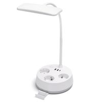 aigostar lampara de escritorio con enchufe y tomas de corriente salida usb y tipo c lampara de lectura tactil 3 colores y atenuacion continua cuello de cisne para oficina dormitorio blanca