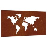 adorno de pared jardin acero corten diseno mapamundi 105x55 cm vidaxl