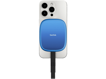 Disco duro SSD externo 1 TB - Sandisk Creator Phone SSD, Compatible con MagSafe, Hasta 1000MB/s lectura, Azul