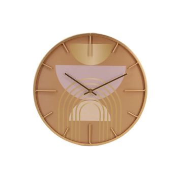 Reloj redondo de hierro dorado con motivos de arcos 40 cm
