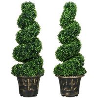 set de 2 bojes artificiales 90 cm uv con maceta verde