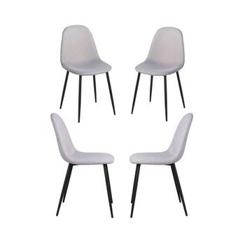 Pack 4 Sillas Black Teok Tela De Tela 86*43*39 Cm - Gris Claro
