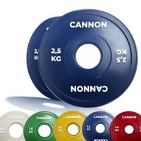 disco fraccionado cannon para levantamiento de pesas  juego completo de 05kg a 25kg  recubrimiento de caucho duradero y colores codificados para facil identificacion  compatible con barras olimpicas