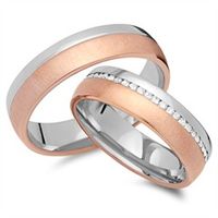 alianzas 18 quilates oro rojo-blanco 44 diamantes
