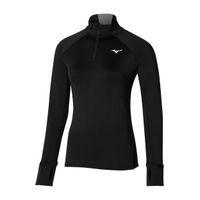 mizuno warmalite half-zip top de running mujeres-negronegro
