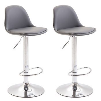Set 2 Taburetes Kiel En Cuero Pu Simil Cuero Gris 39x39x82 Cm Clp