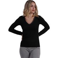admas blusa camiseta de manga larga pico raso para mujer