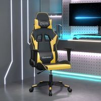 silla gaming  silla de oficina  silla gamer ergonomica cuero sintetico negro y dorado cfw790339