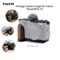 tilta jaula de camara vintage para kit base canon powershot v1 - placa base de montaje de placa superior de parabrisas de microfono negro con madera