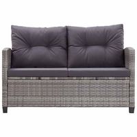 sofa de jardin 2 plazas  sofa de exterior y cojines ratan sintetico gris 124 cm