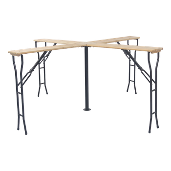 Mesa De Cervecería Plegable En Cruz 241x241x103cm Con Agujero Para Sombrilla Apta Para Exterior Eme Mobiliario