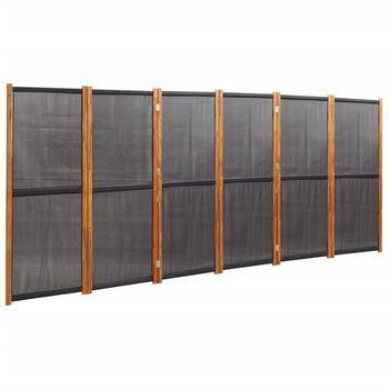 Biombo Divisor De 6 Paneles Negro 420x180 Cm Vidaxl