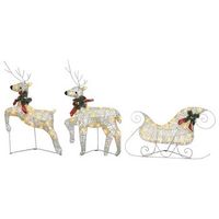 renos y trineo decoracion de navidad 60 leds dorado jardin vidaxl