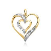 14 quilates colgante oro amarillo corazon 9 diamantes
