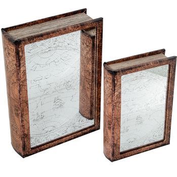 Set 2 Cajas Libro Natural Y Blanco