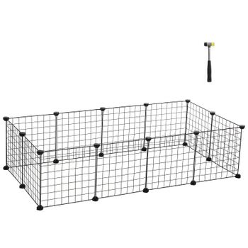 SONGMICS Jaula para Mascotas, Valla Metálica para Hámster, Conejitos, Parque de Mascotas en Bricolaje, para Animalitos, Negro/Blanco