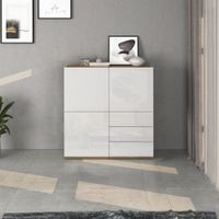 aparador 3 puertas 3 cajones de 102 cm efecto madera blanco  roble