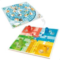 juego parchis y oca de madera reversible 2 en 1 27x53x27 cm madera natural