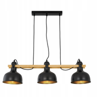 lampara colgante vintage de 3 bombillas estilo retro industrial color negro e27 max 40 w